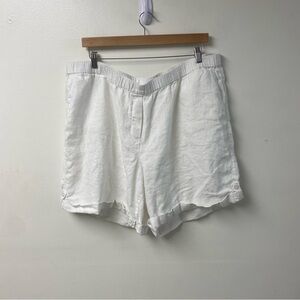 J Jill Pure Jill 100% Linen White Elastic Shorts Size 3X‎